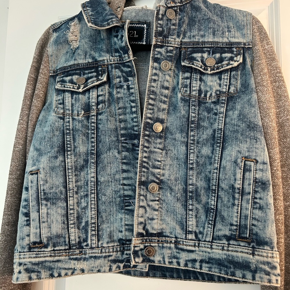 Denim Jacket with Gray Sleeves